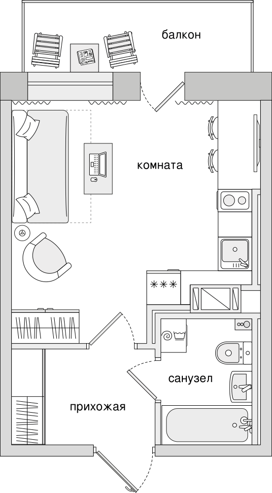 Студия, 30 м² — ЖК ЖК Северный