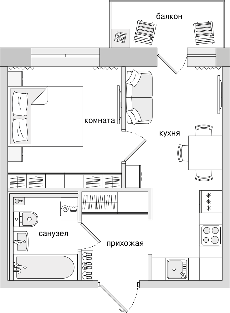 1-комнатная, 42 м² — ЖК ЖК Северный