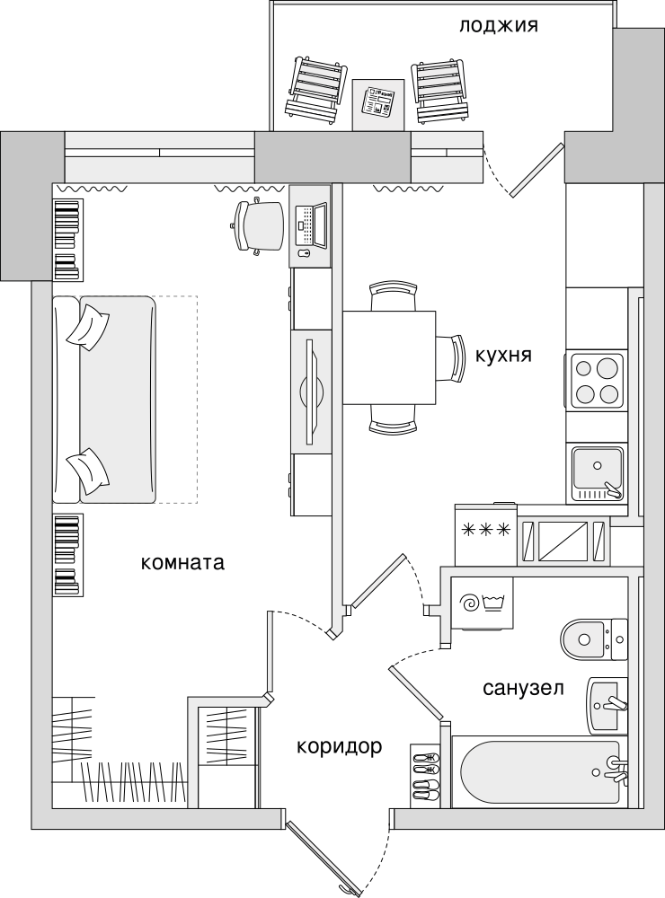 1-комнатная, 37 м² — ЖК ЖК Северный