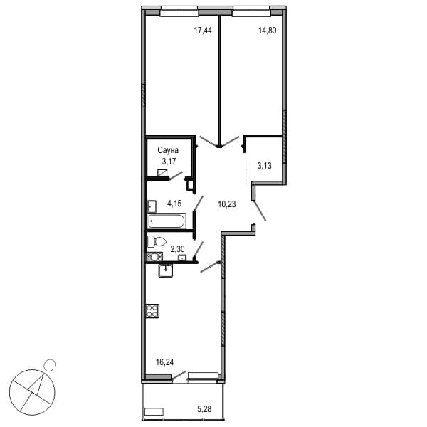 2-комнатная, 71 м² — ЖК ЖК ТАРМО