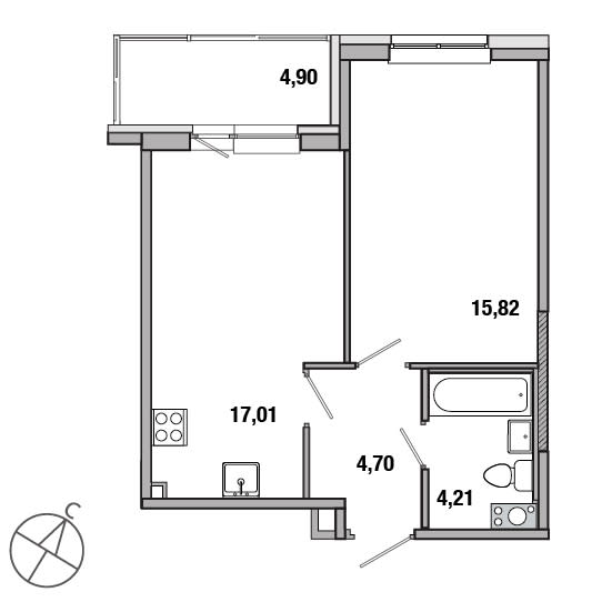 1-комнатная, 42 м² — ЖК ЖК ТАРМО