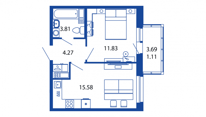 2-комнатная, 37 м² — ЖК ЖК Полис на московской