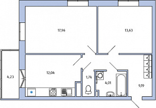 1-комнатная, 60 м² — ЖК ЖК Янила Драйв