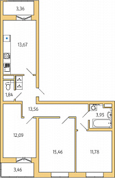 1-комнатная, 76 м² — ЖК ЖК Янила Драйв