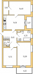 1-комнатная, 78 м² — ЖК ЖК Янила Драйв