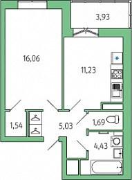 1-комнатная, 42 м² — ЖК ЖК Янила Драйв