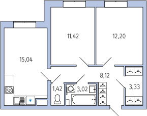 1-комнатная, 55 м² — ЖК ЖК Янила Драйв