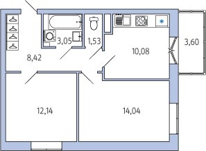 1-комнатная, 50 м² — ЖК ЖК Янила Драйв