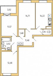 1-комнатная, 74 м² — ЖК ЖК Янила Драйв