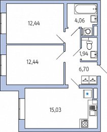 1-комнатная, 52 м² — ЖК ЖК Янила Драйв