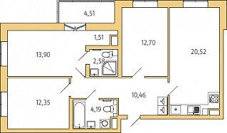 1-комнатная, 80 м² — ЖК ЖК Янила Драйв