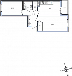 1-комнатная, 59 м² — ЖК ЖК Янила Драйв