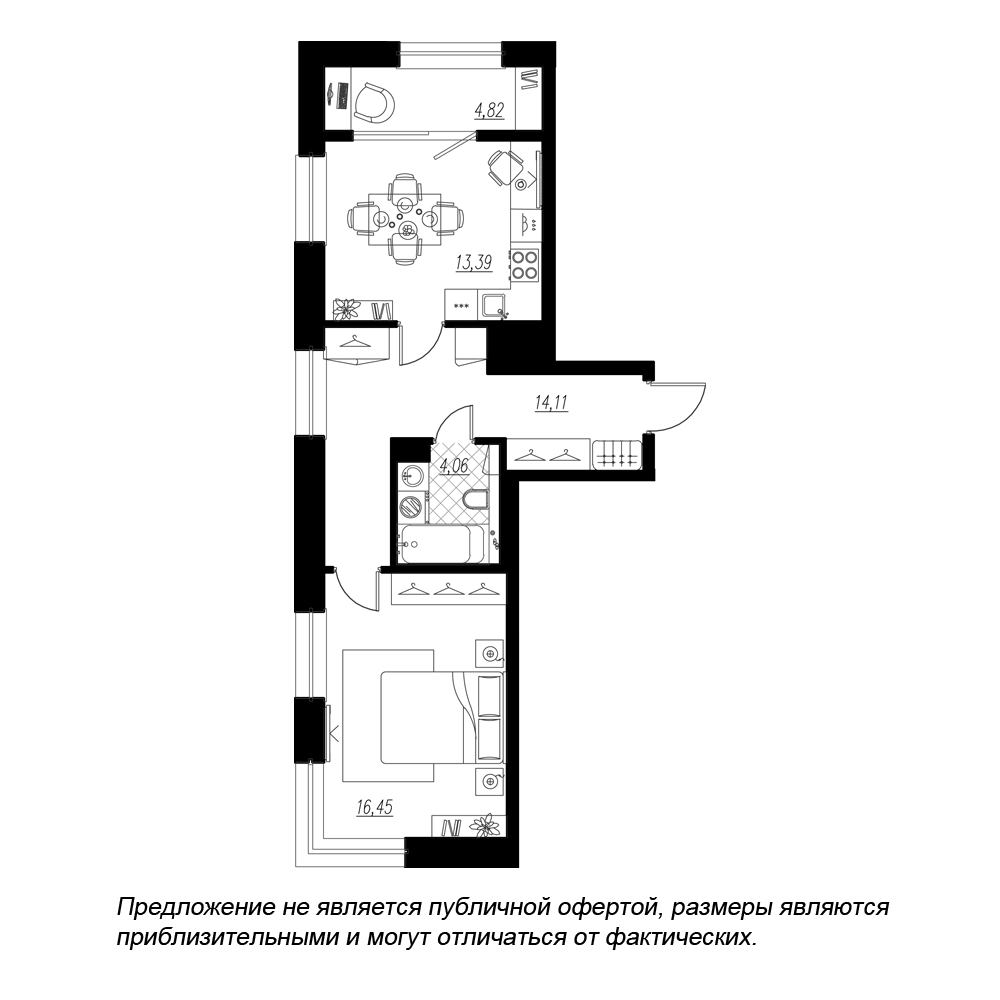 1-комнатная, 53 м² — ЖК ЖК Botanica (Ботаника)