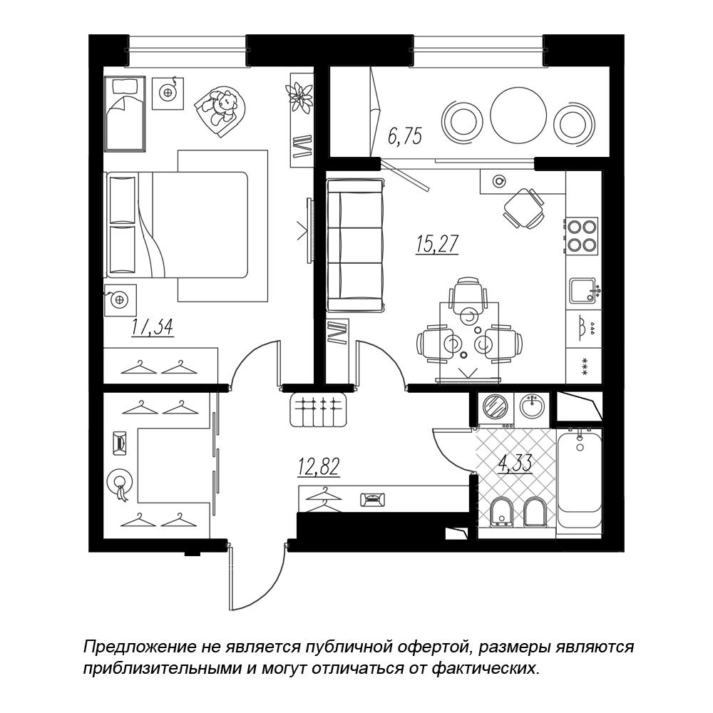 1-комнатная, 57 м² — ЖК ЖК Botanica (Ботаника)