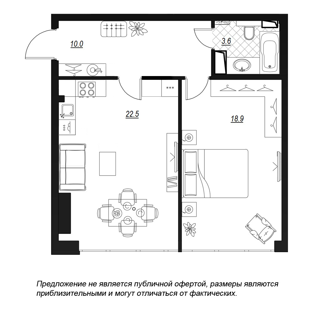 1-комнатная, 57 м² — ЖК ЖК Fusion (Фьюжн)
