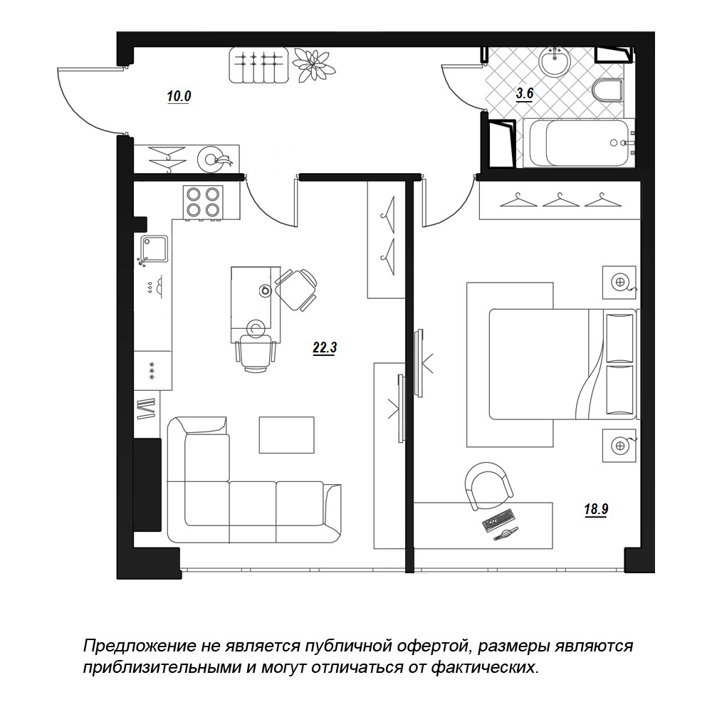 1-комнатная, 57 м² — ЖК ЖК Fusion (Фьюжн)