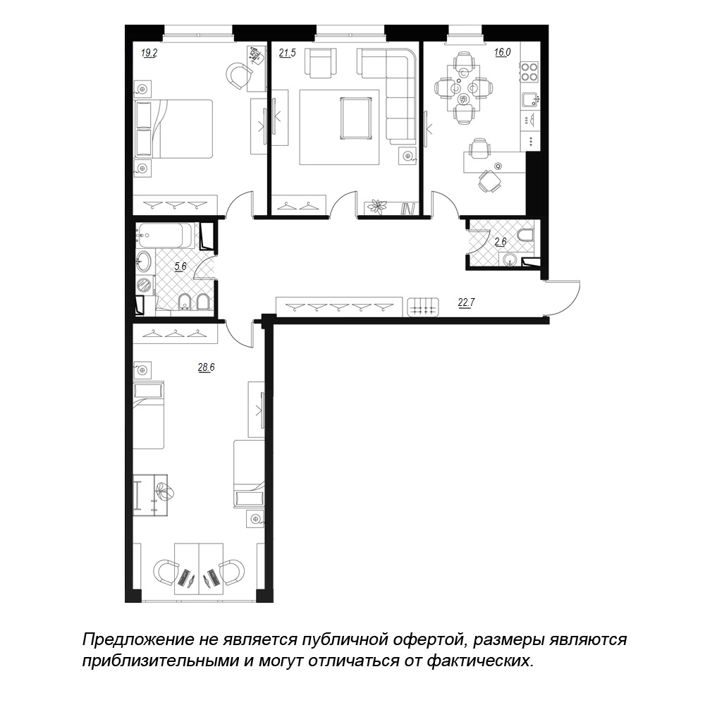 3-комнатная, 120 м² — ЖК ЖК Fusion (Фьюжн)