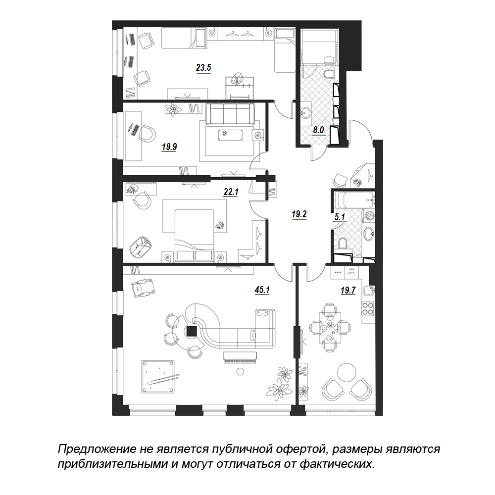 4-комнатная, 165 м² — ЖК ЖК Fusion (Фьюжн)