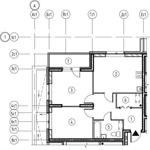 2-комнатная, 58 м² — ЖК ЖК Охта Хаус
