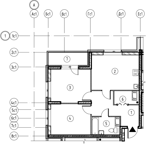 2-комнатная, 57 м² — ЖК ЖК Охта Хаус
