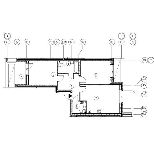 2-комнатная, 65 м² — ЖК ЖК Охта Хаус