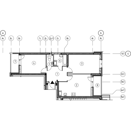 2-комнатная, 62 м² — ЖК ЖК Охта Хаус