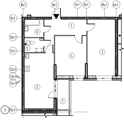 2-комнатная, 70 м² — ЖК ЖК Охта Хаус