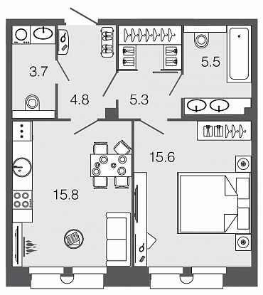 1-комнатная, 51 м² — ЖК ЖК Futurist (Футурист)