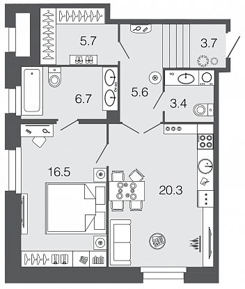 1-комнатная, 62 м² — ЖК ЖК Futurist (Футурист)
