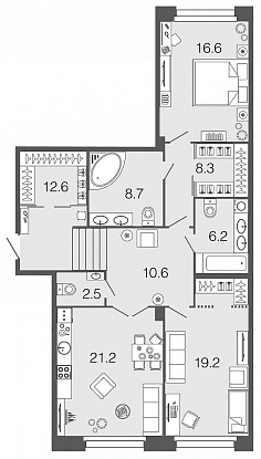 2-комнатная, 106 м² — ЖК ЖК Futurist (Футурист)