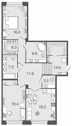 2-комнатная, 108 м² — ЖК ЖК Futurist (Футурист)