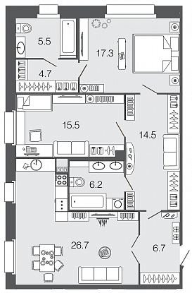2-комнатная, 97 м² — ЖК ЖК Futurist (Футурист)