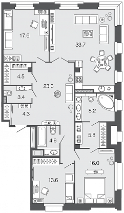 3-комнатная, 135 м² — ЖК ЖК Futurist (Футурист)