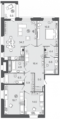 3-комнатная, 133 м² — ЖК ЖК Futurist (Футурист)
