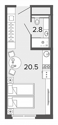 Студия, 23 м² — ЖК Апарт-отель Studio Moskovsky (Студио Московский)