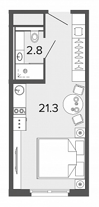 Студия, 24 м² — ЖК Апарт-отель Studio Moskovsky (Студио Московский)