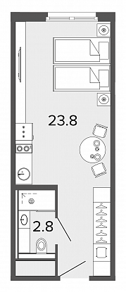 Студия, 27 м² — ЖК Апарт-отель Studio Moskovsky (Студио Московский)