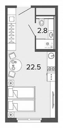 Студия, 25 м² — ЖК Апарт-отель Studio Moskovsky (Студио Московский)