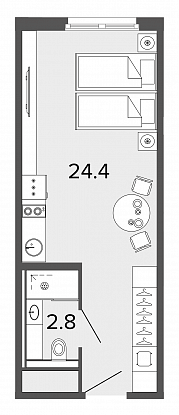 Студия, 27 м² — ЖК Апарт-отель Studio Moskovsky (Студио Московский)