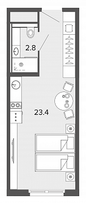 Студия, 26 м² — ЖК Апарт-отель Studio Moskovsky (Студио Московский)