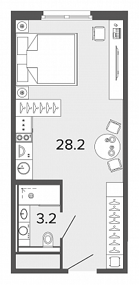 Студия, 31 м² — ЖК Апарт-отель Studio Moskovsky (Студио Московский)