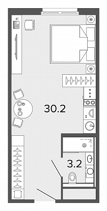 Студия, 33 м² — ЖК Апарт-отель Studio Moskovsky (Студио Московский)