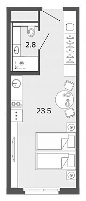 Студия, 26 м² — ЖК Апарт-отель Studio Moskovsky (Студио Московский)