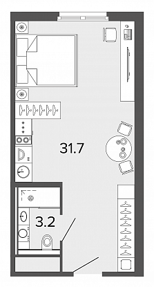 Студия, 35 м² — ЖК Апарт-отель Studio Moskovsky (Студио Московский)