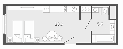 Студия, 30 м² — ЖК Апарт-отель Studio Moskovsky (Студио Московский)