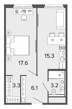 Студия, 46 м² — ЖК Апарт-отель Studio Moskovsky (Студио Московский)