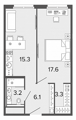 Студия, 46 м² — ЖК Апарт-отель Studio Moskovsky (Студио Московский)