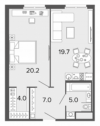 Студия, 56 м² — ЖК Апарт-отель Studio Moskovsky (Студио Московский)