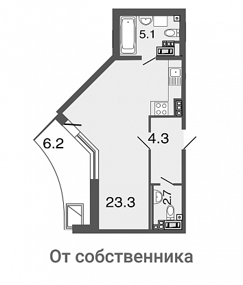 Студия, 35 м² — ЖК ЖК Петровская ривьера