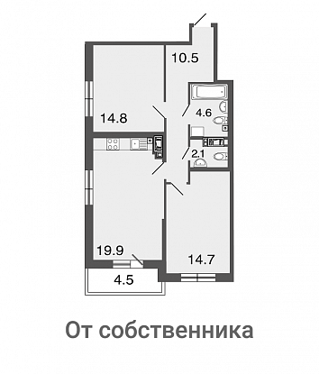 2-комнатная, 67 м² — ЖК ЖК Петровская ривьера